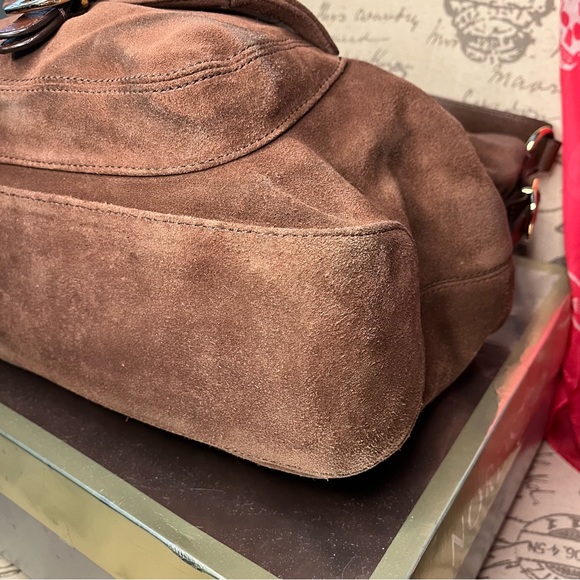 EUC Michael Kors Brown Suede Hudson Downtown Hobo Bag - Picture 6 of 11